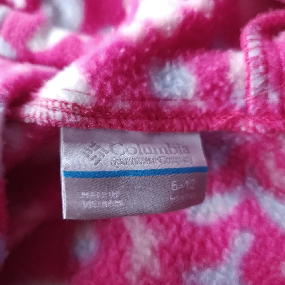 Columbia Pink Fleece Snowtop Zip-up Bunting Sz 6-12 Months
